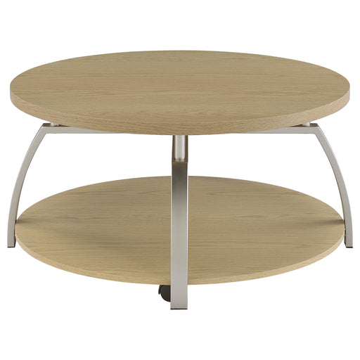  Coaster Furniture Dacre 720318 Round Engineered Wood Top Coffee Table - Greige IMAGE 1