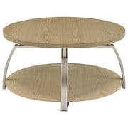 Coaster Furniture Dacre 720318 Round Engineered Wood Top Coffee Table - Greige IMAGE 3