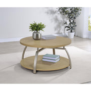  Coaster Furniture Dacre 720318 Round Engineered Wood Top Coffee Table - Greige IMAGE 6
