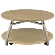  Coaster Furniture Dacre 720318 Round Engineered Wood Top Coffee Table - Greige IMAGE 8