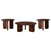  Coaster Furniture Dale 721998-S3 3-piece Solid Wood Coffee and End Table Set - Brown IMAGE 1