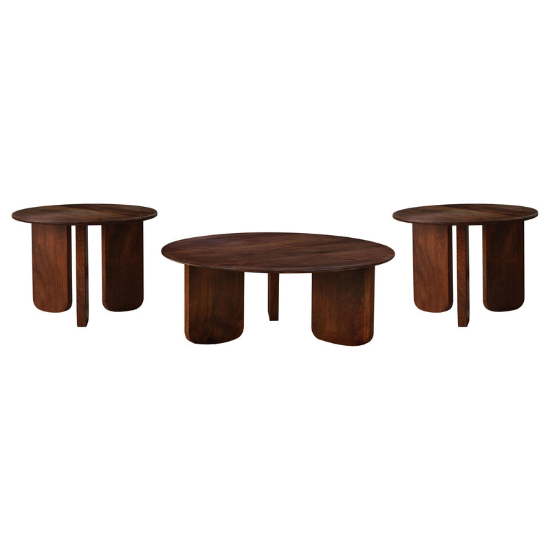  Coaster Furniture Dale 721998-S3 3-piece Solid Wood Coffee and End Table Set - Brown IMAGE 1