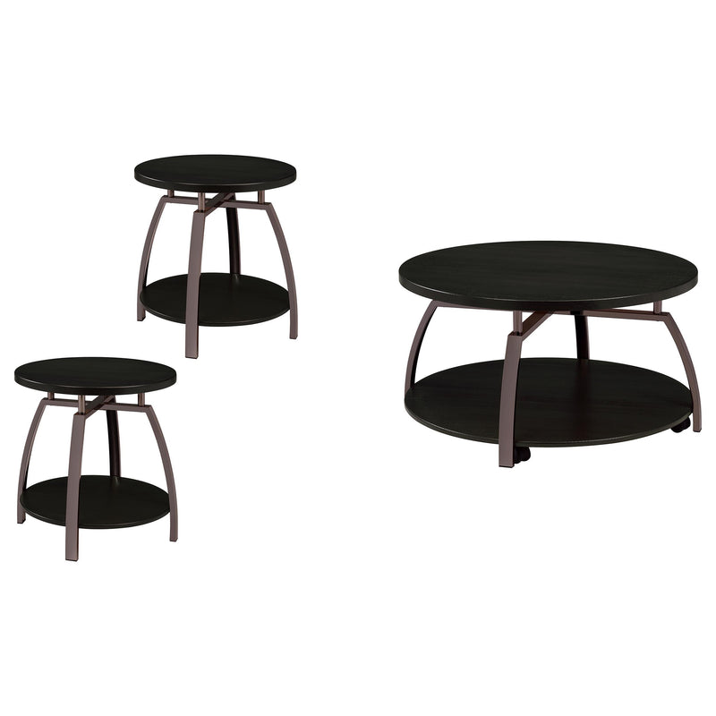  Coaster Furniture Dacre 722208-S3 3-piece Round Coffee and End Table Set - Dark Charcoal IMAGE 1