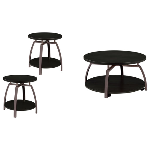  Coaster Furniture Dacre 722208-S3 3-piece Round Coffee and End Table Set - Dark Charcoal IMAGE 1