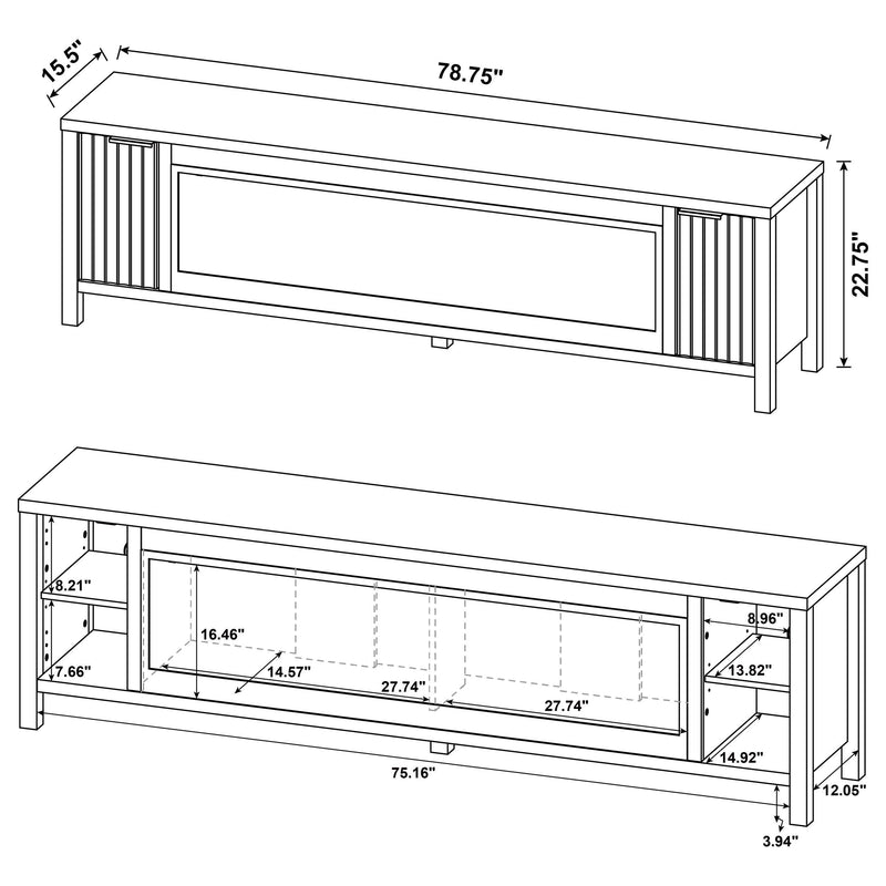  Coaster Furniture Carey 722823 79-inch TV Stand Fireplace Media Console - Dark Pine IMAGE 14