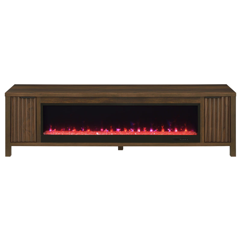  Coaster Furniture Carey 722823 79-inch TV Stand Fireplace Media Console - Dark Pine IMAGE 4