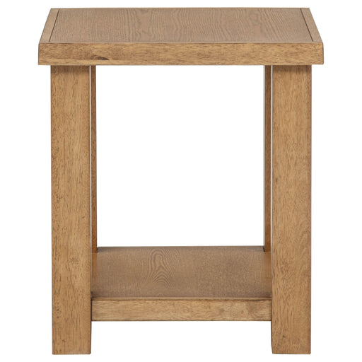  Coaster Furniture Beasley 723327 Square Wood Side Table With Shelf - Golden Oak IMAGE 1