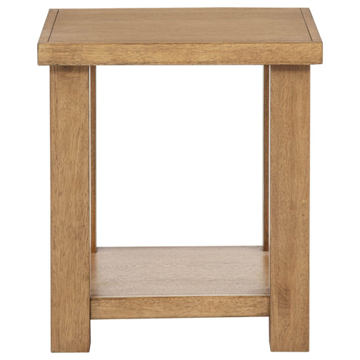  Coaster Furniture Beasley 723327 Square Wood Side Table With Shelf - Golden Oak IMAGE 2