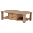  Coaster Furniture Beasley 723328 2-Drawer Wood Coffee Table - Golden Oak IMAGE 3