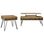  Coaster Furniture Fanning 723368-S2 2-piece Lift Top Coffee and End Table Set - Golden Oak IMAGE 6