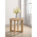  Coaster Furniture Kessler 735987 Round Sculptural Wood End Table - Light Oak IMAGE 4