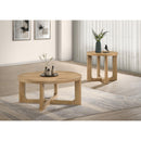  Coaster Furniture Kessler 735988-S2 2-piece Round Sculptural Wood Coffee Table Set - Light Oak IMAGE 2