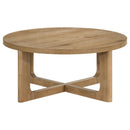 Coaster Furniture Kessler 735988-S3 3-piece Round Sculptural Wood Coffee Table Set - Light Oak IMAGE 10