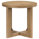  Coaster Furniture Kessler 735988-S3 3-piece Round Sculptural Wood Coffee Table Set - Light Oak IMAGE 3