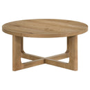  Coaster Furniture Kessler 735988-S3 3-piece Round Sculptural Wood Coffee Table Set - Light Oak IMAGE 4