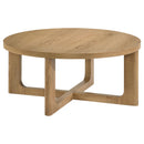  Coaster Furniture Kessler 735988-S3 3-piece Round Sculptural Wood Coffee Table Set - Light Oak IMAGE 7