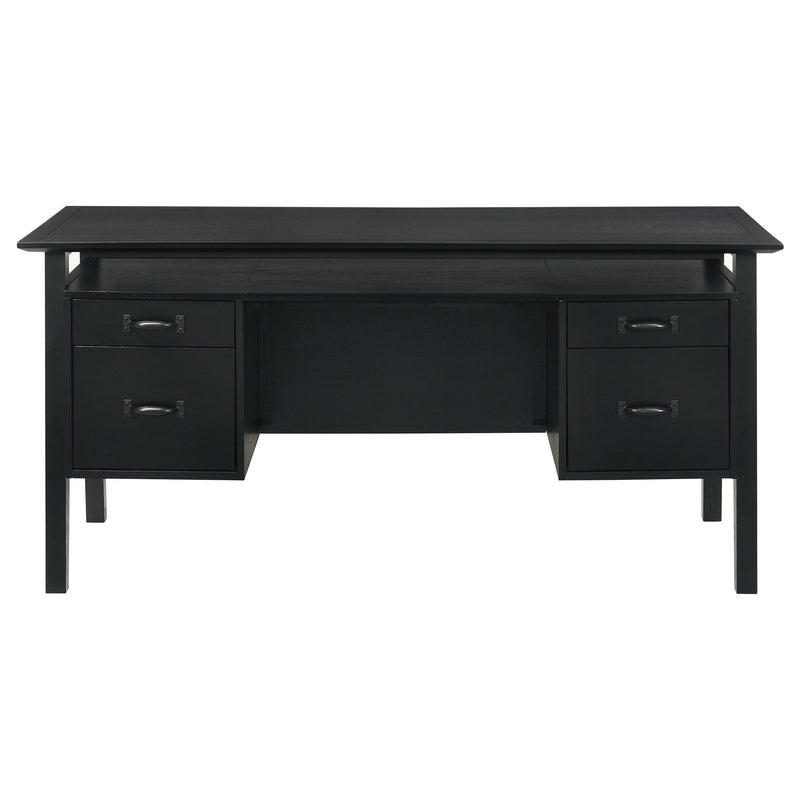  Coaster Furniture Goodson 801586 64-inch 4-Drawer Double Pedestal Computer Desk - Black IMAGE 2
