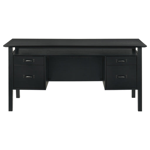  Coaster Furniture Goodson 801586 64-inch 4-Drawer Double Pedestal Computer Desk - Black IMAGE 2
