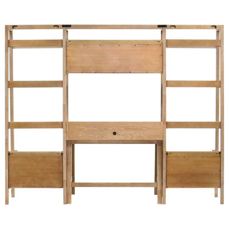  Coaster Furniture Fabian 802041-SET 4-piece Computer Desk and Bookshelf Set  - Distressed Light Brown IMAGE 2