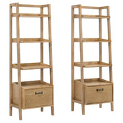  Coaster Furniture Fabian 802043 2-piece 3-shelf Bookshelf with Drawer  - Distressed Light Brown IMAGE 1