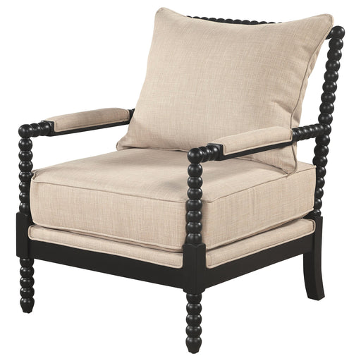  Coaster Furniture Blanchett 903237 Upholstered Bobbin Accent Chair - Beige/Black IMAGE 1
