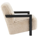 Coaster Furniture Fitzroy 907533 Faux Fur Upholstered Chair Solid Wood Arms - Latte IMAGE 11