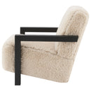  Coaster Furniture Fitzroy 907533 Faux Fur Upholstered Chair Solid Wood Arms - Latte IMAGE 3