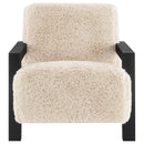  Coaster Furniture Fitzroy 907533 Faux Fur Upholstered Chair Solid Wood Arms - Latte IMAGE 6