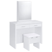  Coaster Furniture Bunbury 930280 Makeup Vanity Table Set Storage Mirror and Stool - White IMAGE 1