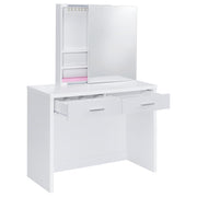  Coaster Furniture Bunbury 930280 Makeup Vanity Table Set Storage Mirror and Stool - White IMAGE 15