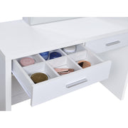  Coaster Furniture Bunbury 930280 Makeup Vanity Table Set Storage Mirror and Stool - White IMAGE 16