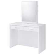  Coaster Furniture Bunbury 930280 Makeup Vanity Table Set Storage Mirror and Stool - White IMAGE 2