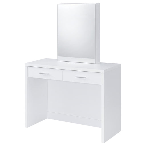  Coaster Furniture Bunbury 930280 Makeup Vanity Table Set Storage Mirror and Stool - White IMAGE 2