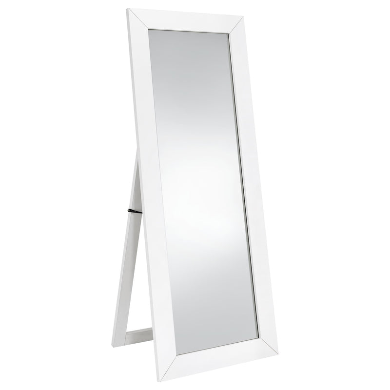  Coaster Furniture Cadence 961656 Tempered Glass Full Length Mirror - White High Gloss IMAGE 1