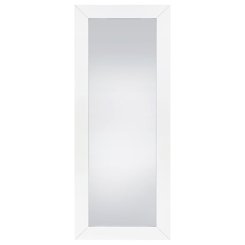  Coaster Furniture Cadence 961656 Tempered Glass Full Length Mirror - White High Gloss IMAGE 2