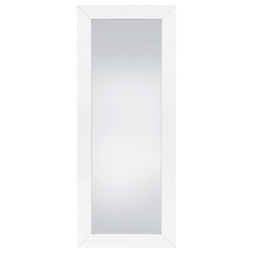  Coaster Furniture Cadence 961656 Tempered Glass Full Length Mirror - White High Gloss IMAGE 2