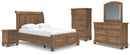Feddinger - 5 Pc. - Queen Sleigh Storage Bed, Dresser, Mirror, Chest And Nightstand - Medium Brown