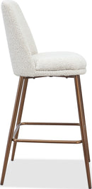 Crossroads 2.0 - Wyatt Upholstered Bar Stool (Set of 2) - Ricotta Boucle And Bronze Metal