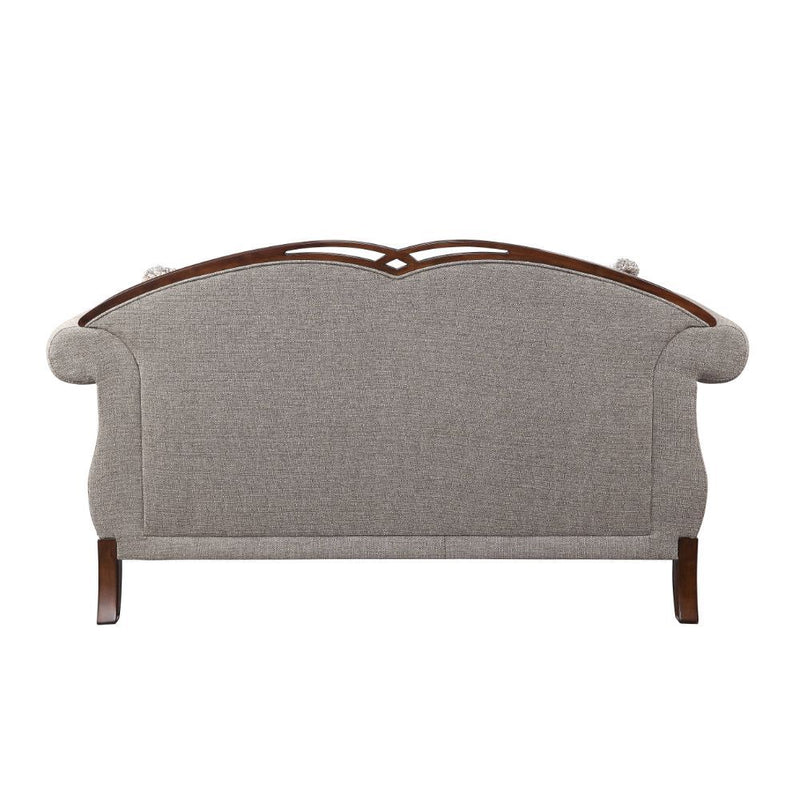 Miyeon - Loveseat With 3 Pillows - Fabric & Cherry