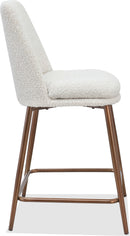 Crossroads 2.0 - Wyatt Upholstered Counter Stool (Set of 2) - Ricotta Boucle And Bronze Metal