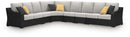 Beachcroft - 6-Piece Outdoor Sectional - Black / Light Gray
