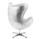 Brancaster - Accent Chair With Swivel - Vintage White Top Grain Leather & Aluminum