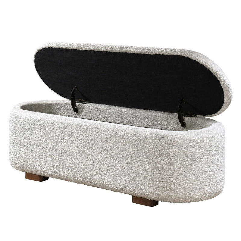 Sandro - Bench With Storage - Beige Boucle & Walnut