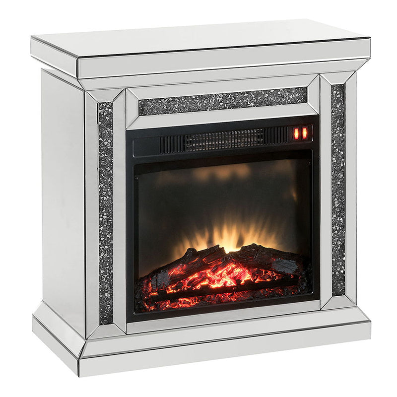 Noralie - 29" Fireplace - Mirrored & Faux Diamonds