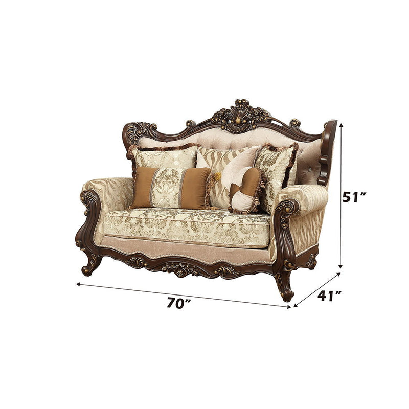 Shalisa - Loveseat With 5 Pillows (Same Lv01586) - Fabric & Walnut