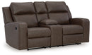 Lavenhorne - Double Reclining Loveseat With Console - Umber