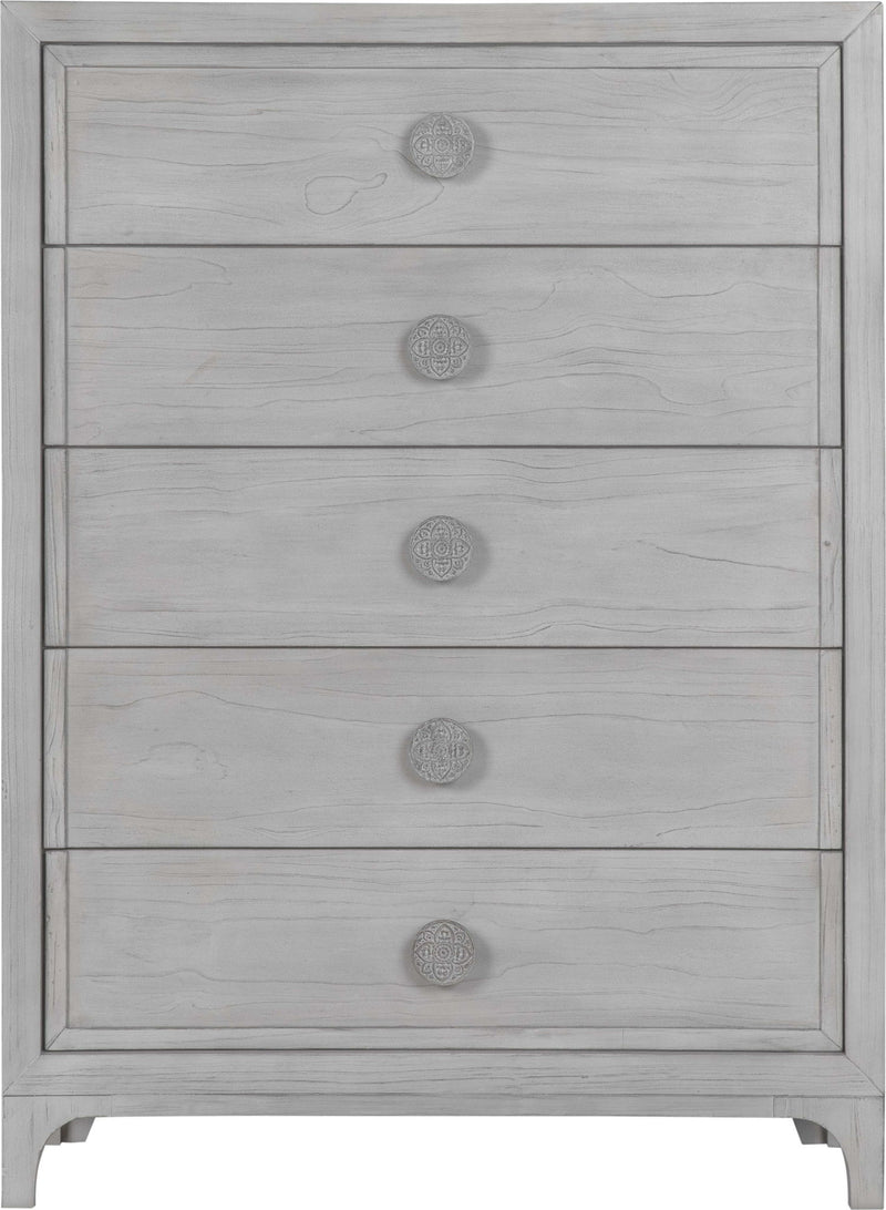 Boho Chic - Five-Drawer Chest - Washed White (2024)