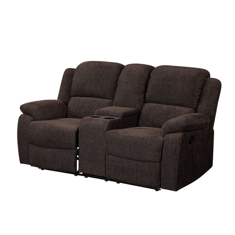 Madden - Motion Loveseat With Console - Brown Chenille
