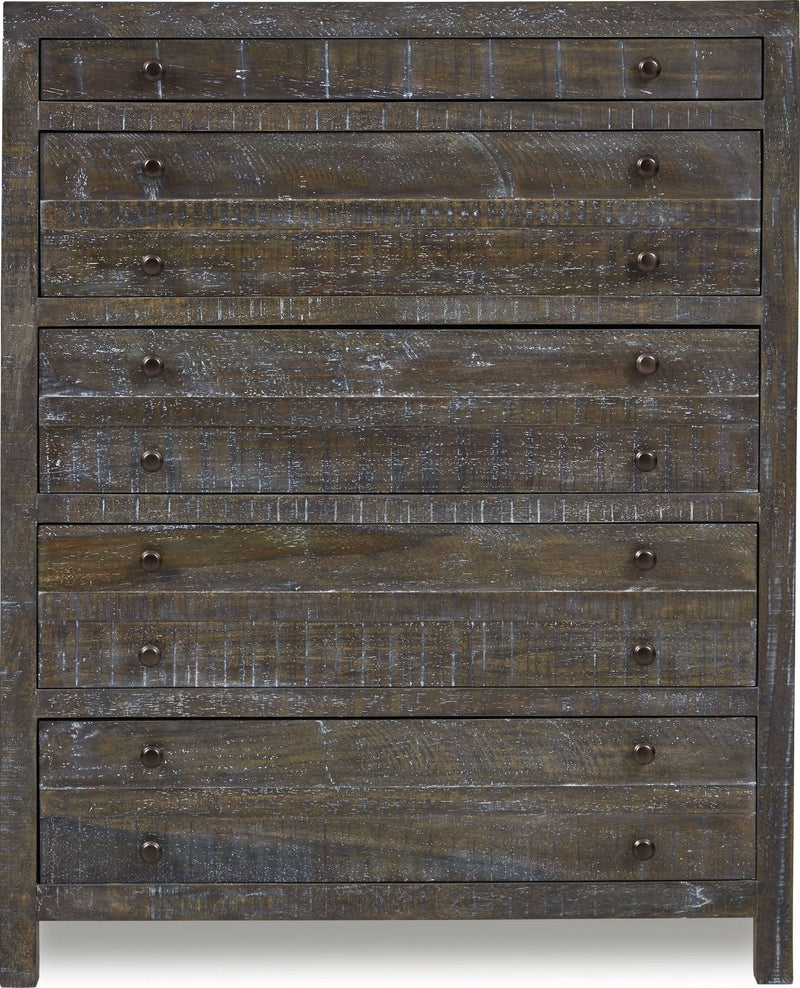 Townsend - Solid Wood Five Drawer Chest - Gunmetal (2024)