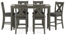 Caitbrook - Rect Drm Counter Table Set (Set of 7) - Gray